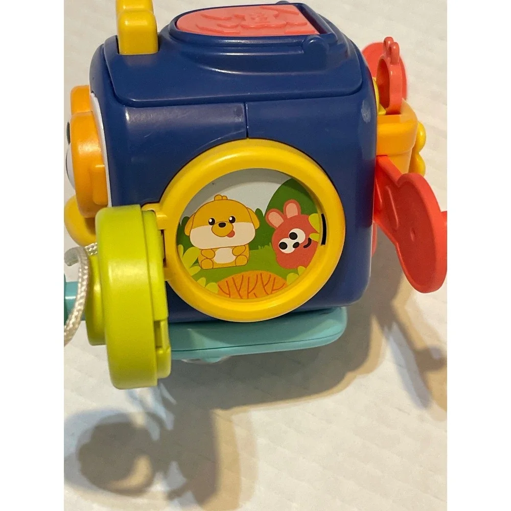 Unbranded Activity Cube‎ Toy Kids Blue Plastic Sensory Busy Box Motor Skills Fun